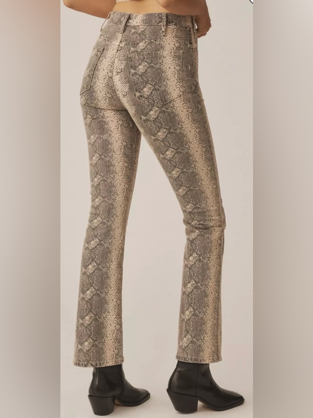 NWT MOTHER "The Hustler" Flood jeans in the "Boa Babe" snake print 27 - Picture 9 of 16